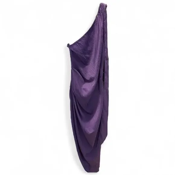 Ronny Kobo Purple Dress Size XL One Shoulder Satin Wedding Guest Party Vacation - Picture 5 of 9